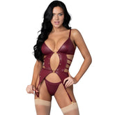 Exposed Lingerie Kira Burgundy Kiss Two Piece Set - L XL - Her Fetish